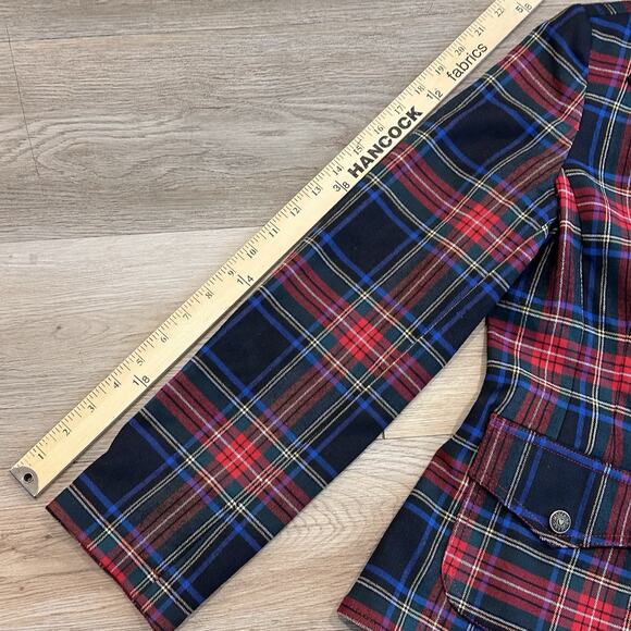Vintage 90s Moschino Jeans Blazer Jacket Y2K Plaid Tartan Womens S/M Tweed EUC - Picture 10 of 14